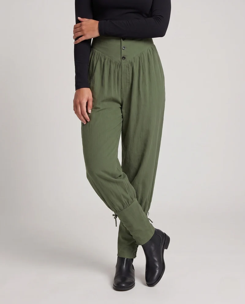 Damen Elegante und Luftige Hose mit Verstellbarem Bund Drune