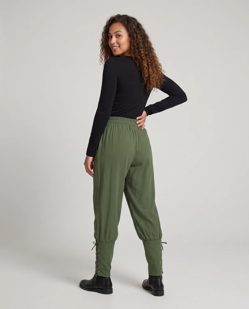 Damen Elegante und Luftige Hose mit Verstellbarem Bund Drune