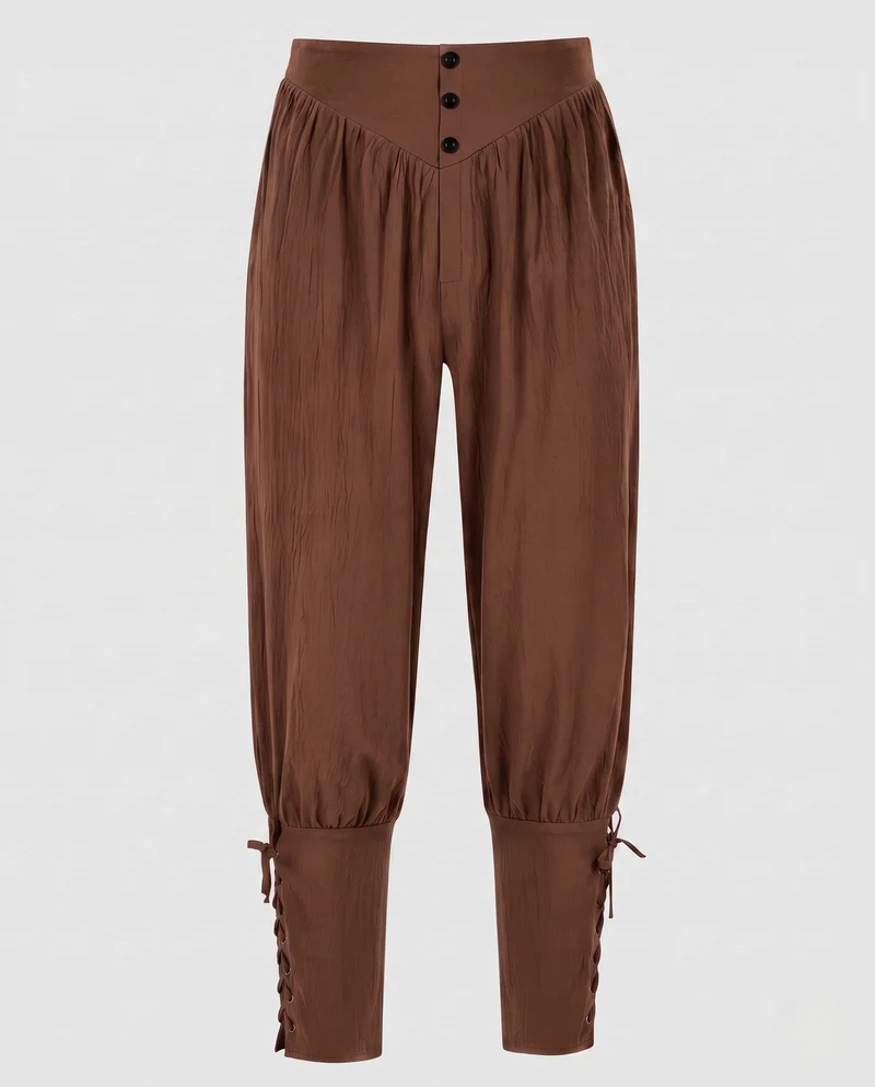 Damen Elegante und Luftige Hose mit Verstellbarem Bund Drune