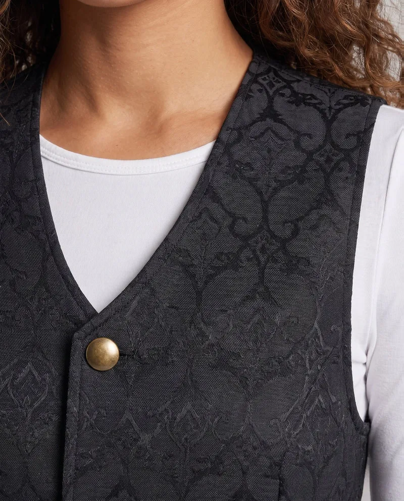 Damen eleganten Weste mit Blumenmustern und verzierten Knöpfen Drune