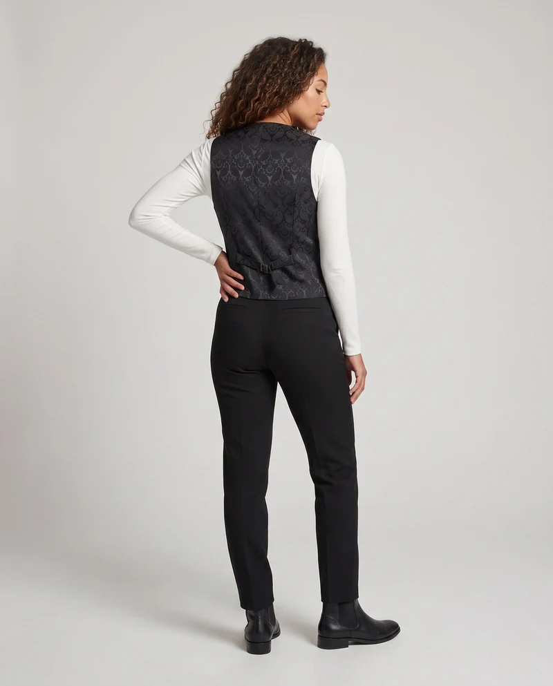 Damen eleganten Weste mit Blumenmustern und verzierten Knöpfen Drune