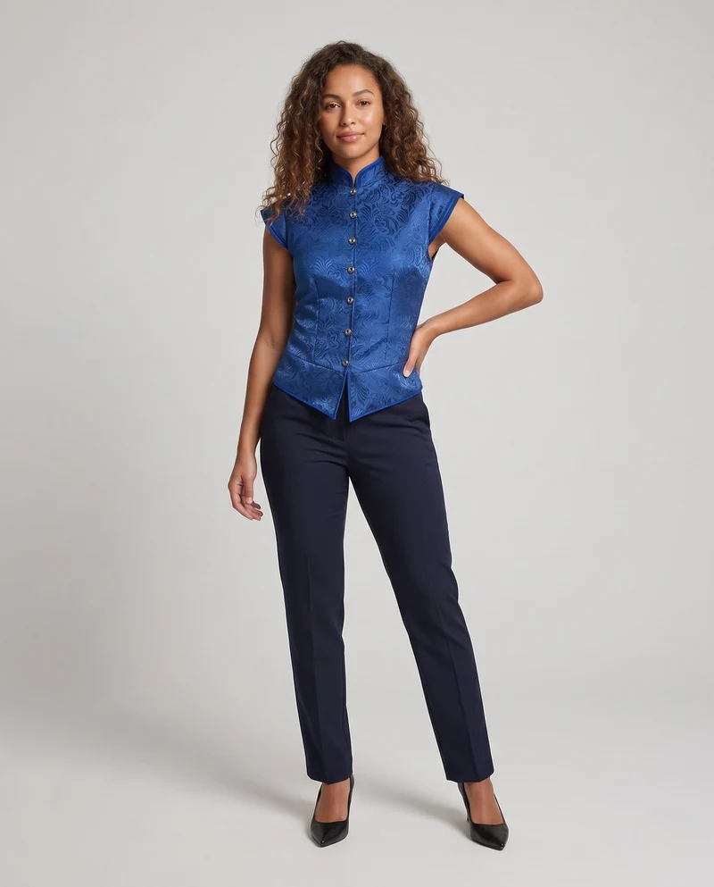 Damen elegantes Vest mit aufwendigem Design und feinen Details Drune