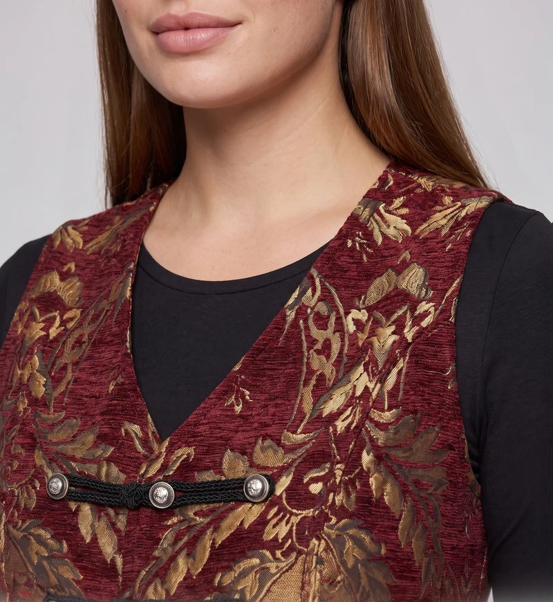 Damen elegantes Weste mit aufwendigen Verzierungen und edlem Knopfverschluss Drune