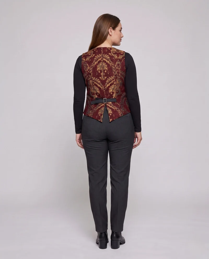 Damen elegantes Weste mit aufwendigen Verzierungen und edlem Knopfverschluss Drune