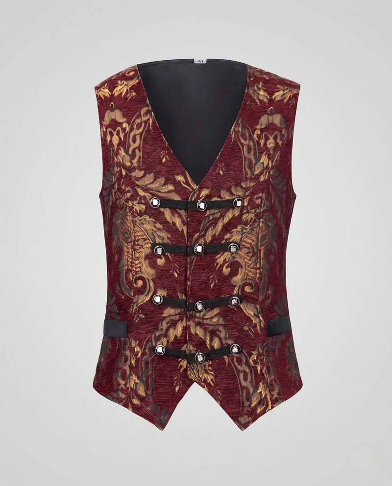 Damen elegantes Weste mit aufwendigen Verzierungen und edlem Knopfverschluss Drune