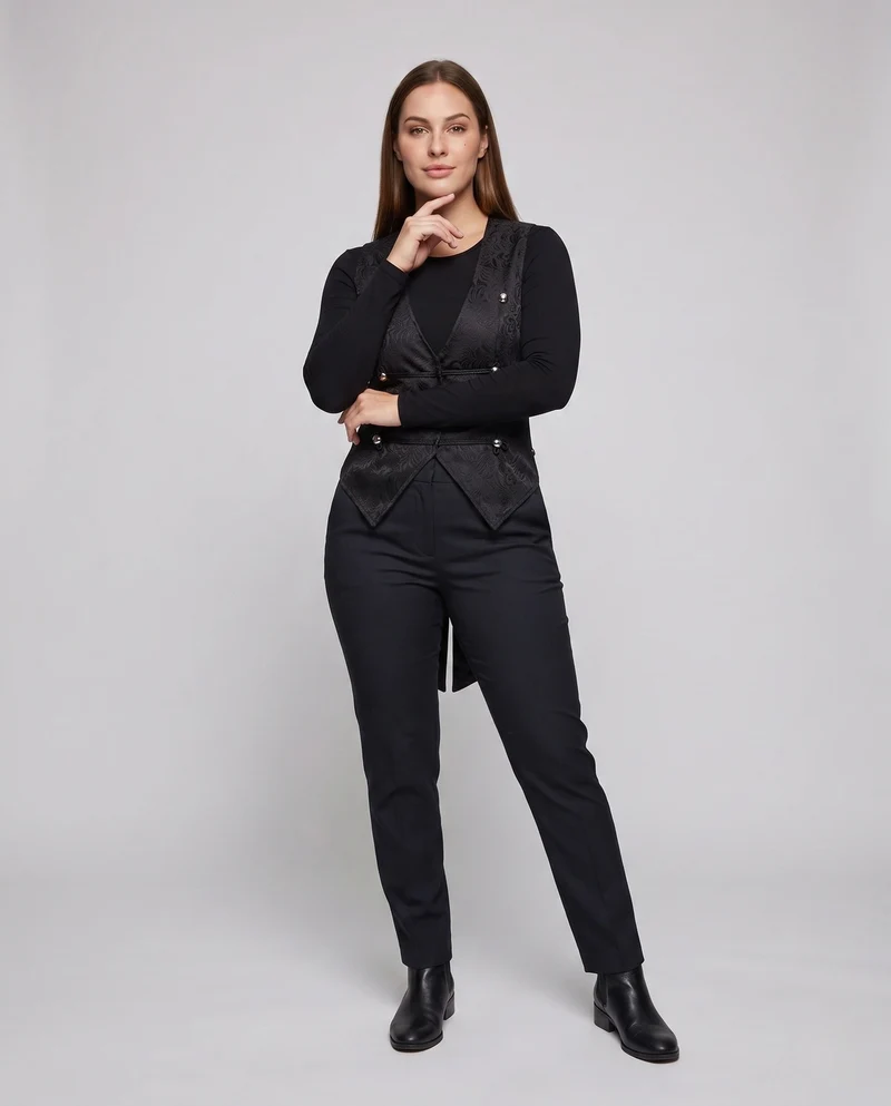 Frauen elegante Westen mit floralem Jacquardmuster und asymmetrischem Saum Drune