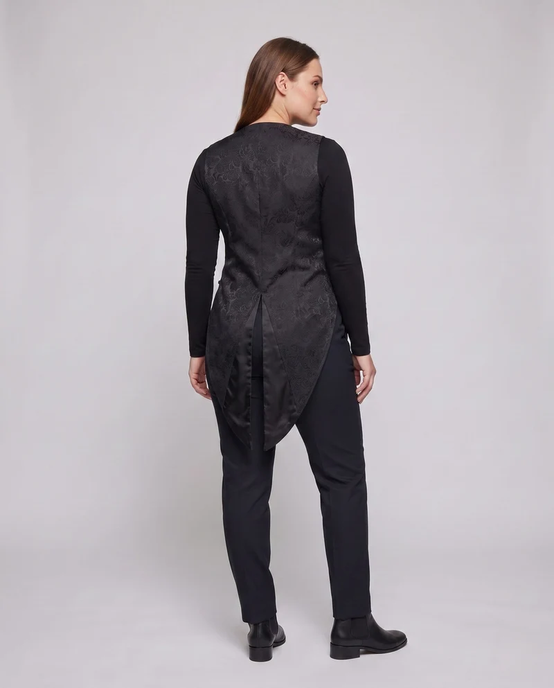 Frauen elegante Westen mit floralem Jacquardmuster und asymmetrischem Saum Drune
