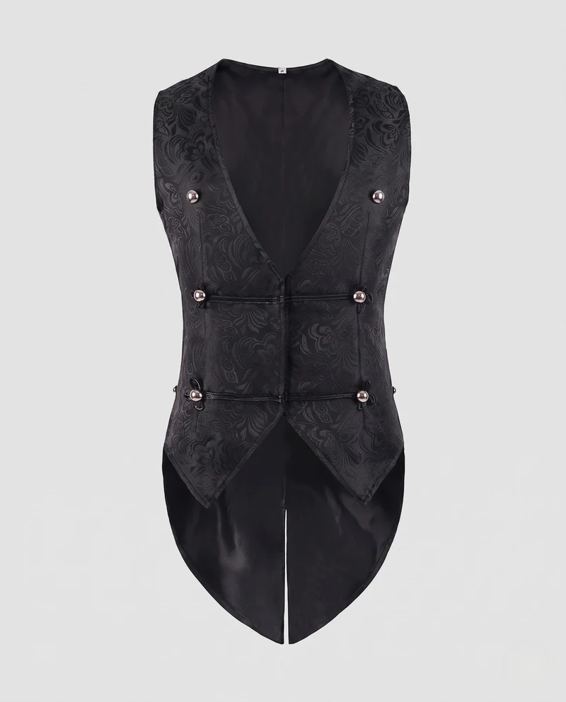 Frauen elegante Westen mit floralem Jacquardmuster und asymmetrischem Saum Drune
