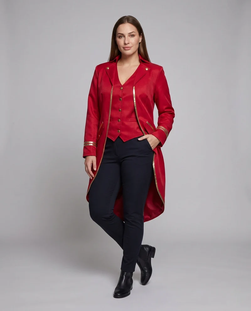 Damen Eleganter Blazer Mantel mit goldenem Detail Drune