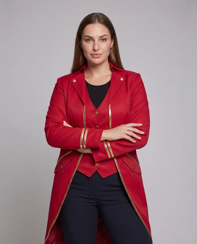 Damen Eleganter Blazer Mantel mit goldenem Detail Drune