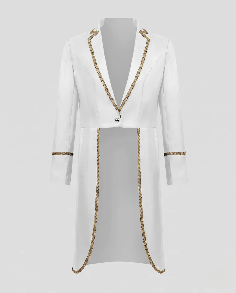 Damen Eleganter Blazer Mantel mit goldenem Detail Drune