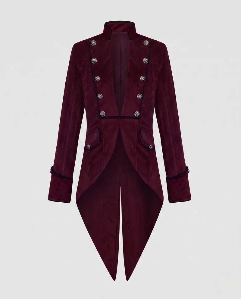 Elegante Damen-Frack mit asymmetrischem Saum und kunstvollen Knöpfen Drune