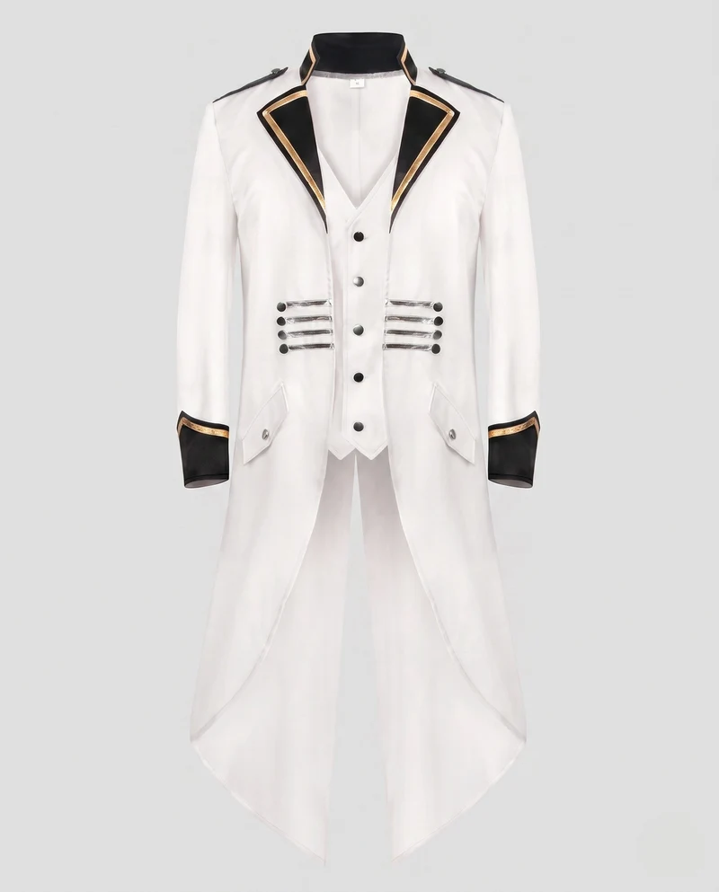 Damen elegante Frackjacke mit asymmetrischen Details und königlichen Akzenten Drune