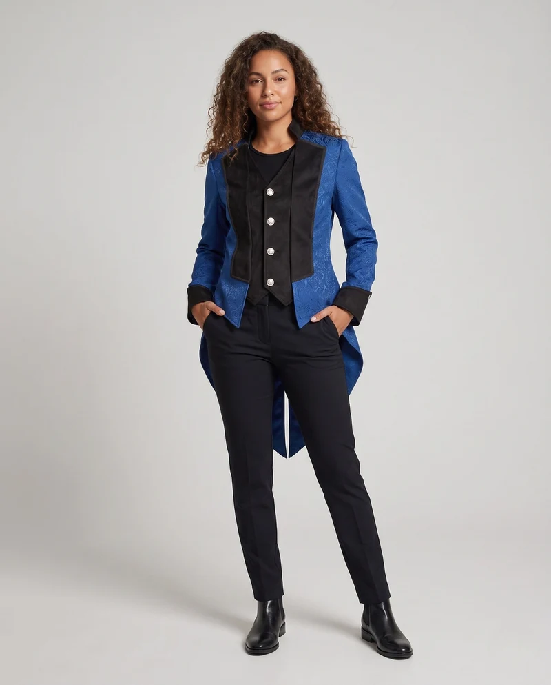 Damen elegante Frack mit zarten Verzierungen und asymmetrischem Schnitt Drune