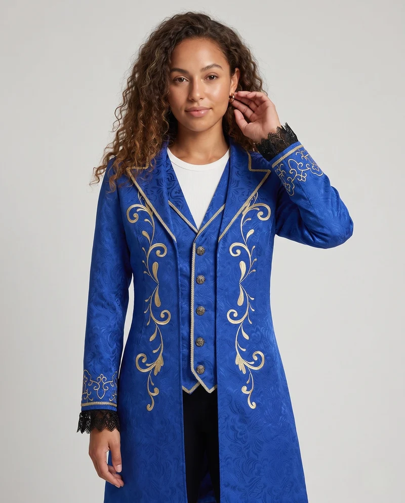 Damen elegante Frack mit aufwendigen Verzierungen Drune