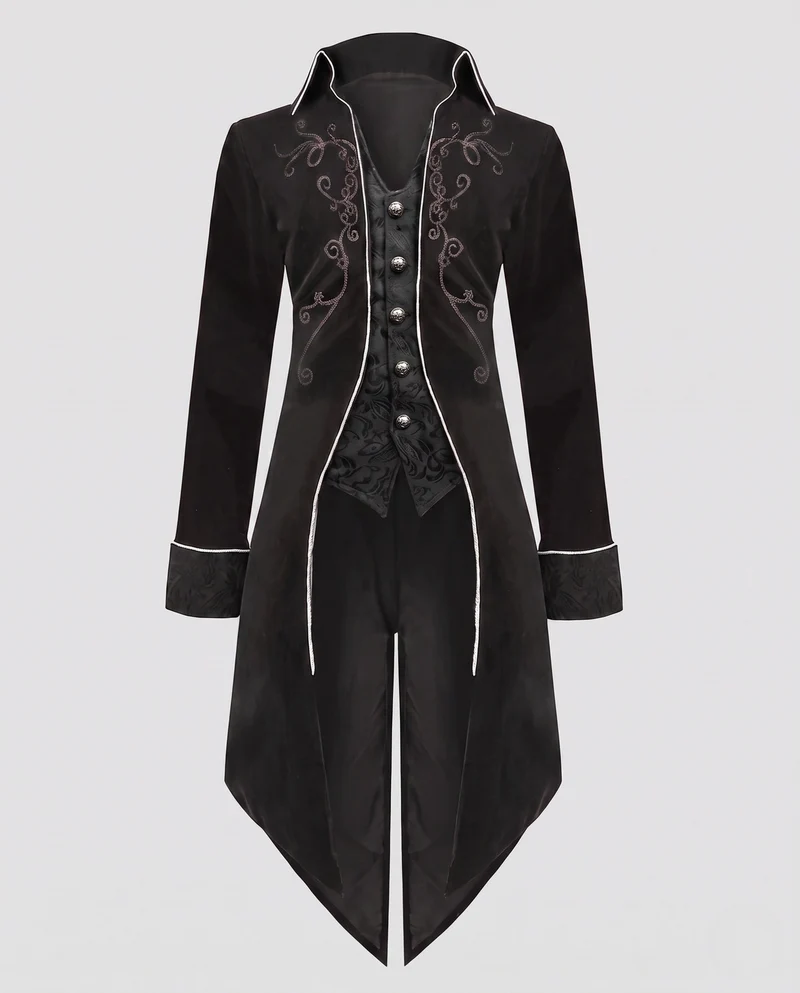 Damen elegante Frackjacke mit aufwändigen Verzierungen und asymmetrischem Schnitt Drune