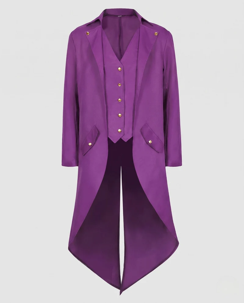 Damen elegante Frackjacke mit asymmetrischem Saum und goldenen Akzenten Drune