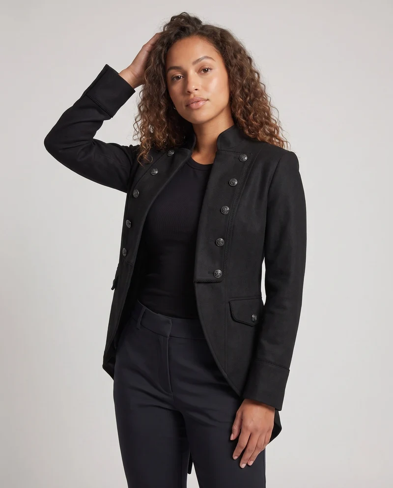 Damen eleganter Frack mit asymmetrischem Saum und aufwendigen Verzierungen Drune