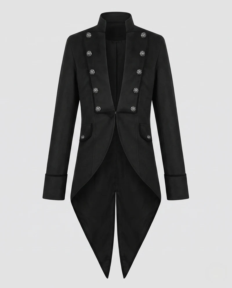 Damen eleganter Frack mit asymmetrischem Saum und aufwendigen Verzierungen Drune
