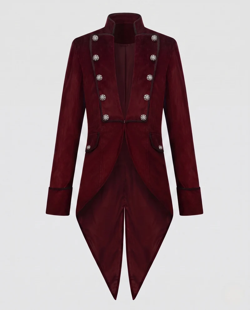 Damen eleganter Frack mit asymmetrischem Saum und aufwendigen Verzierungen Drune