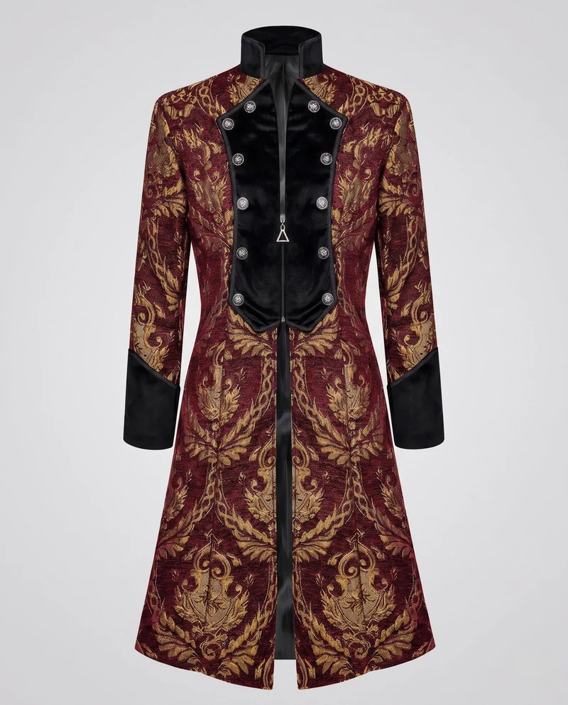 Damen elegante Frackjacke mit edlem Muster und künstlerischen Knöpfen Drune