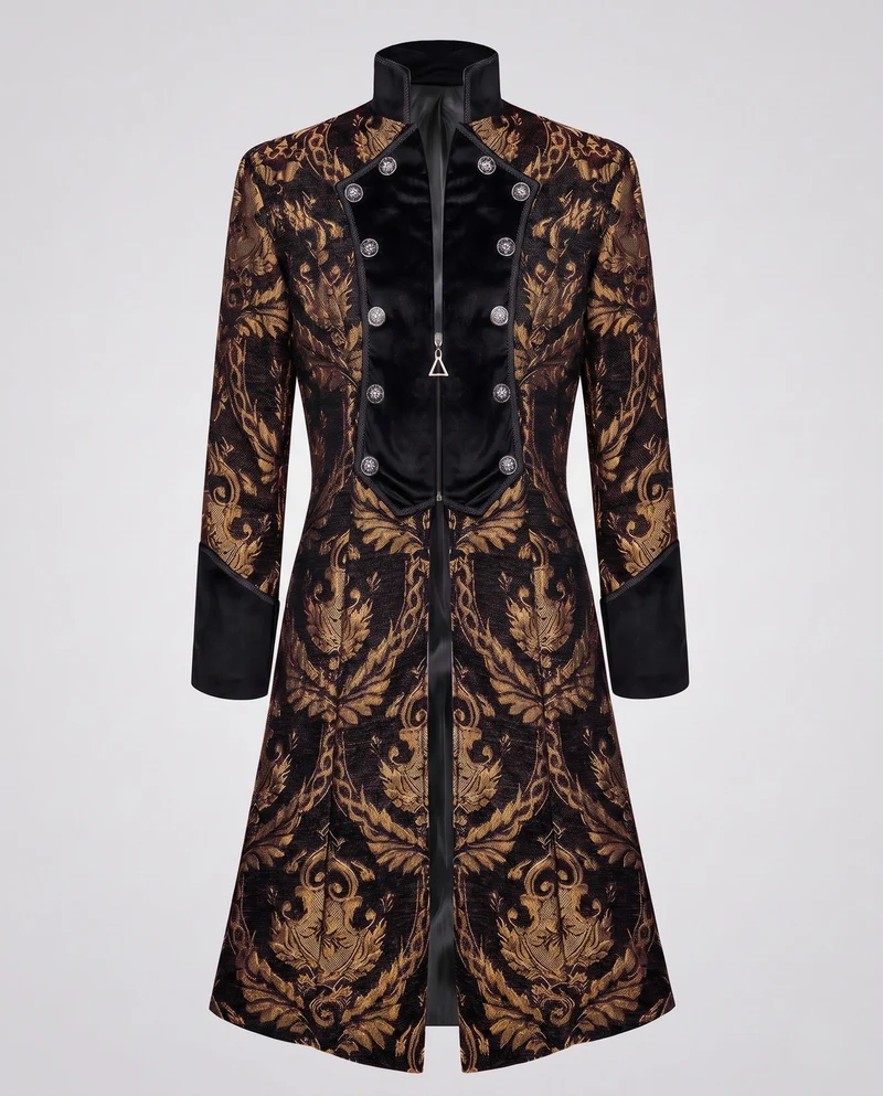 Damen elegante Frackjacke mit edlem Muster und künstlerischen Knöpfen Drune
