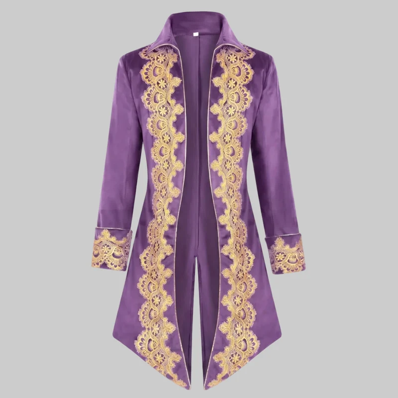 Damen elegante Frack mit feiner goldener Stickerei und asymmetrischem Saum Drune