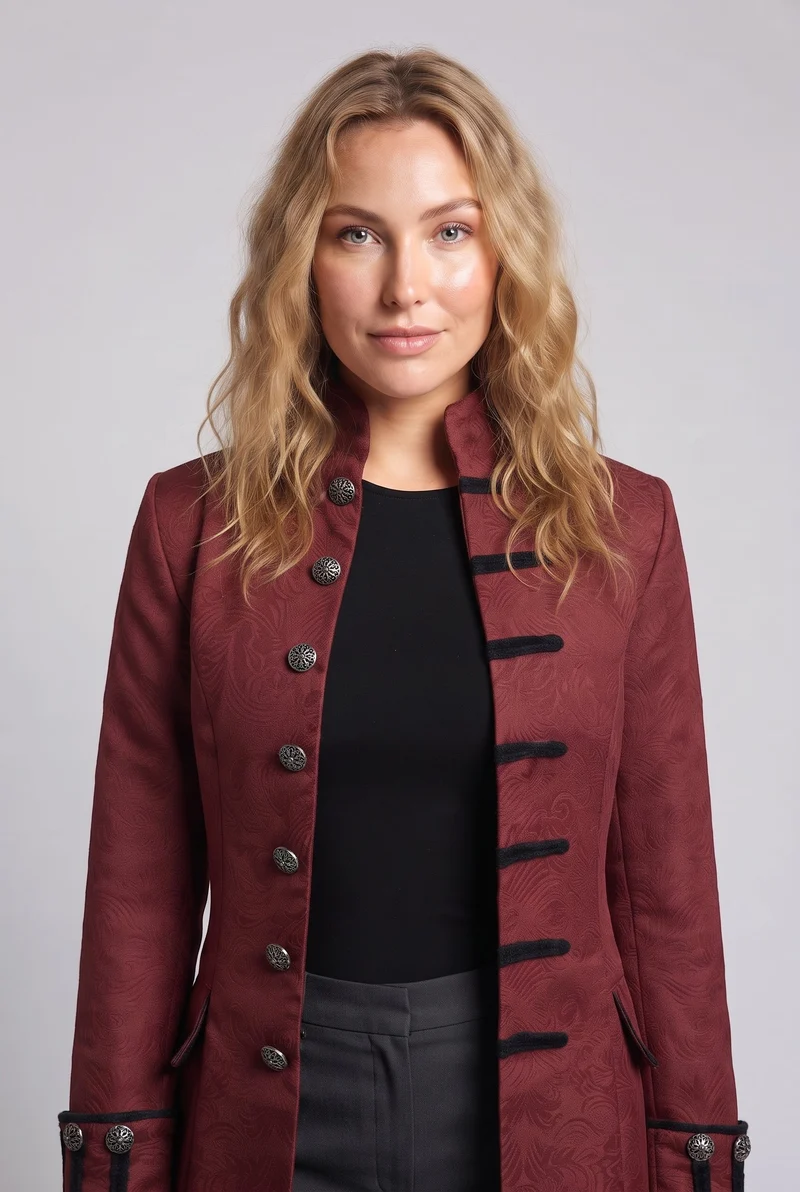 Damen eleganter Frack mit aufwändigem Jacquardmuster Drune