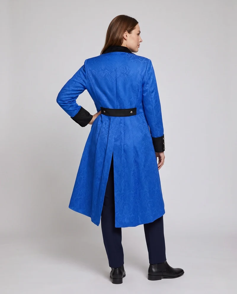 Damen elegante Frack mit aufwendigem Muster und hochwertigen Knopfdetails Drune