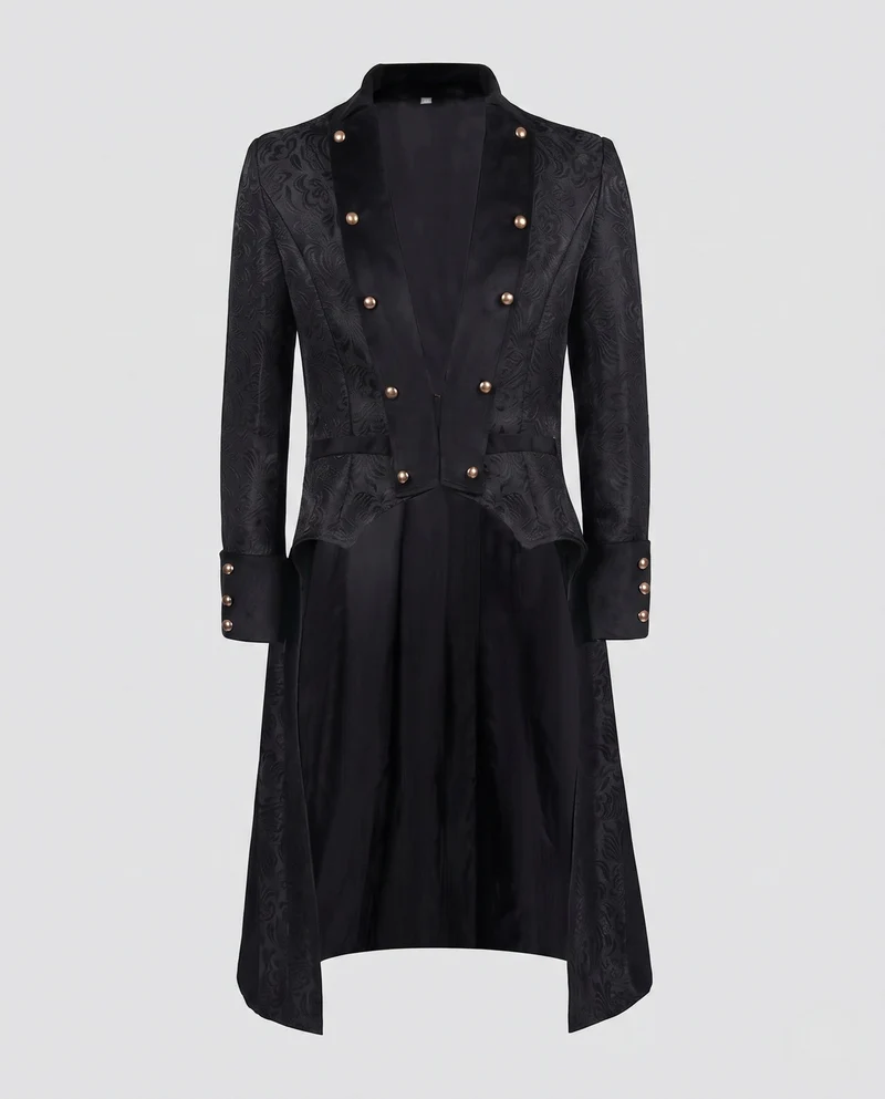 Damen elegante Frack mit aufwendigem Muster und hochwertigen Knopfdetails Drune