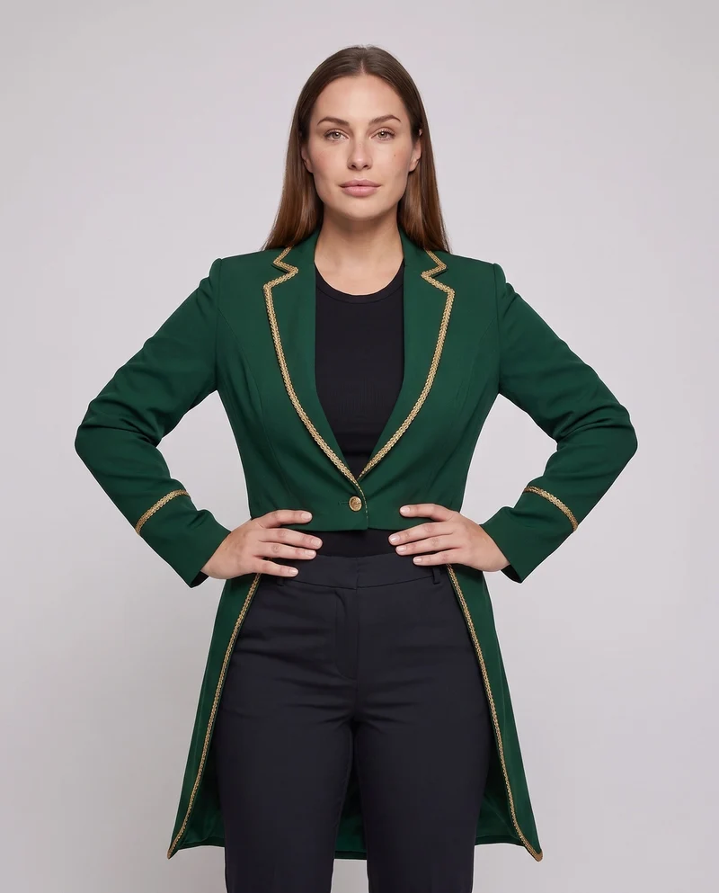 Damen elegante Frack mit kunstvollen Verzierungen Drune