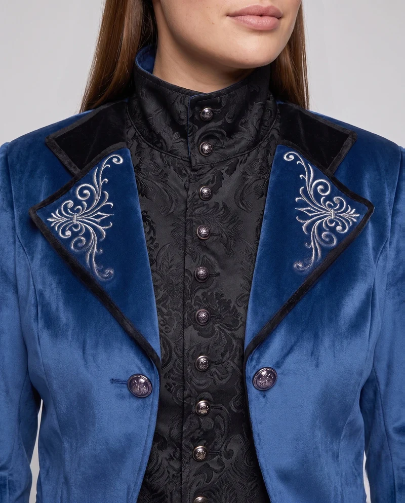 Damen elegante Frack mit aufwendigen Verzierungen und exquisiten Knöpfen Drune
