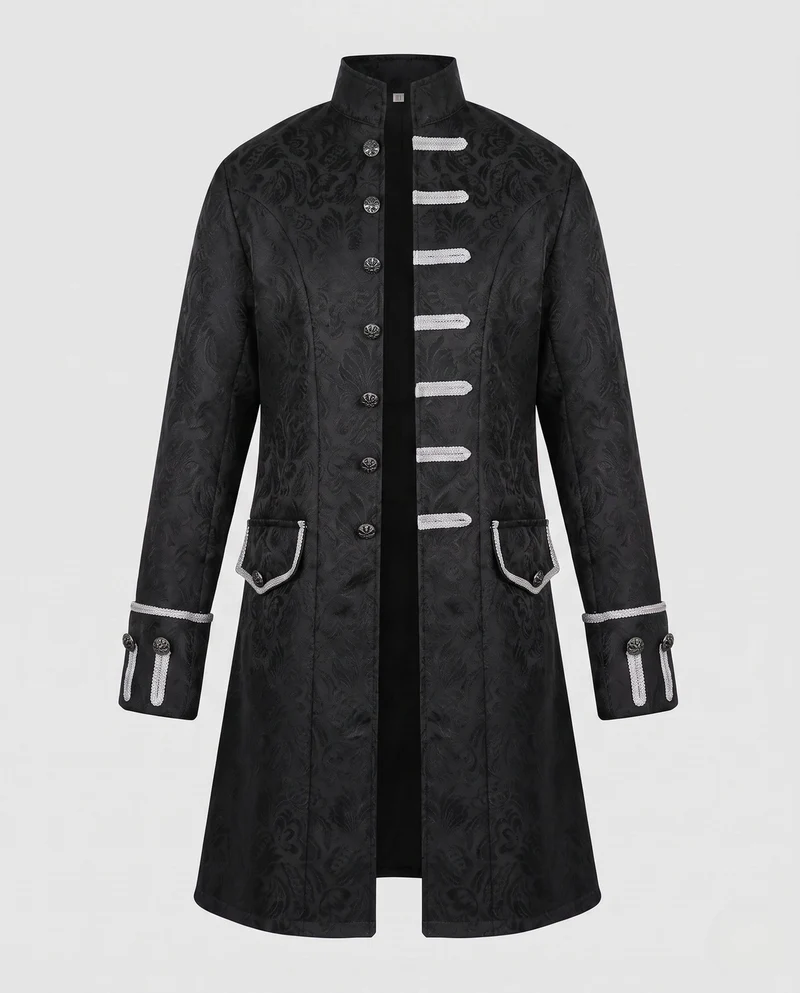 Damen elegante historische Frack mit dekorativen Knopfdetails Drune