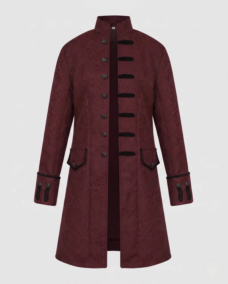 Damen elegante historische Frack mit dekorativen Knopfdetails Drune