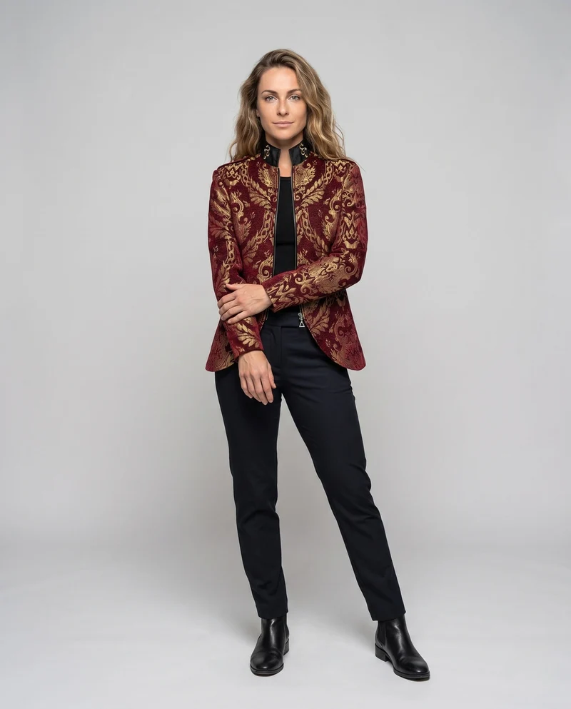 Damen eleganter Jacquard-Frack mit aufwendigen Verzierungen Drune