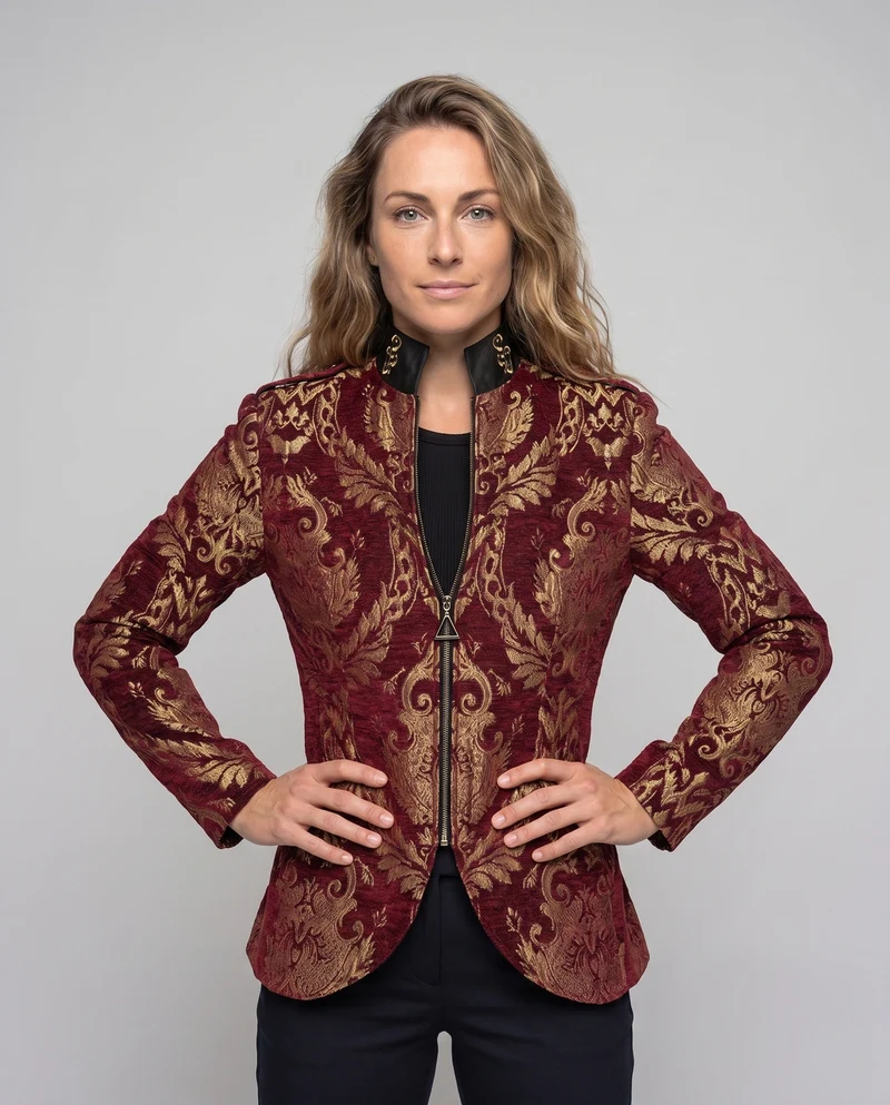 Damen eleganter Jacquard-Frack mit aufwendigen Verzierungen Drune