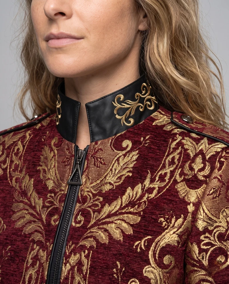 Damen eleganter Jacquard-Frack mit aufwendigen Verzierungen Drune