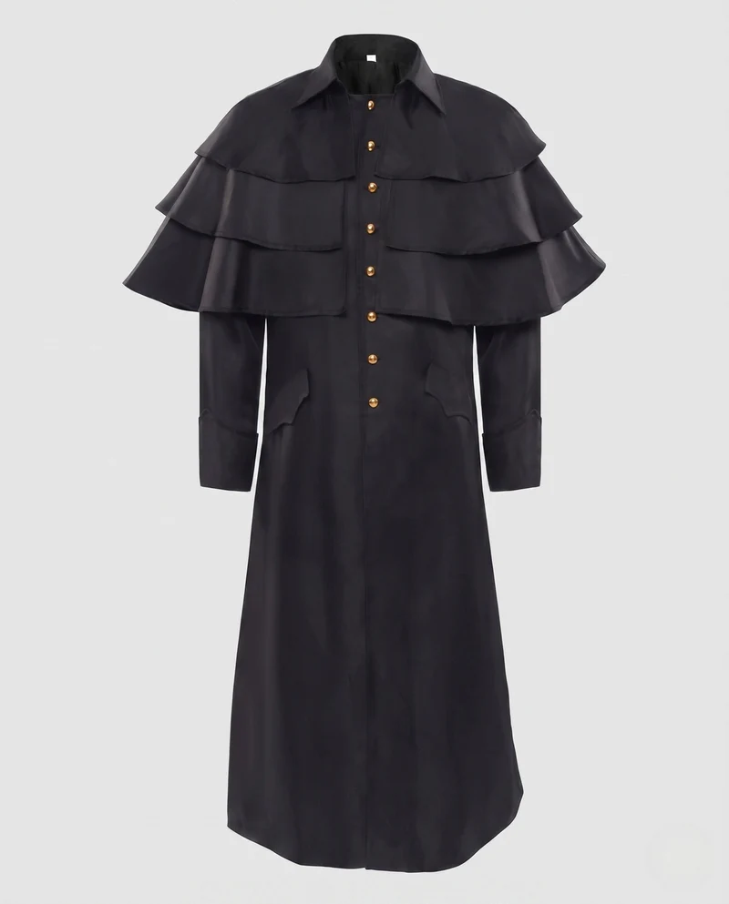 Damen eleganter Kapuzenmantel mit Rüschenelementen Drune
