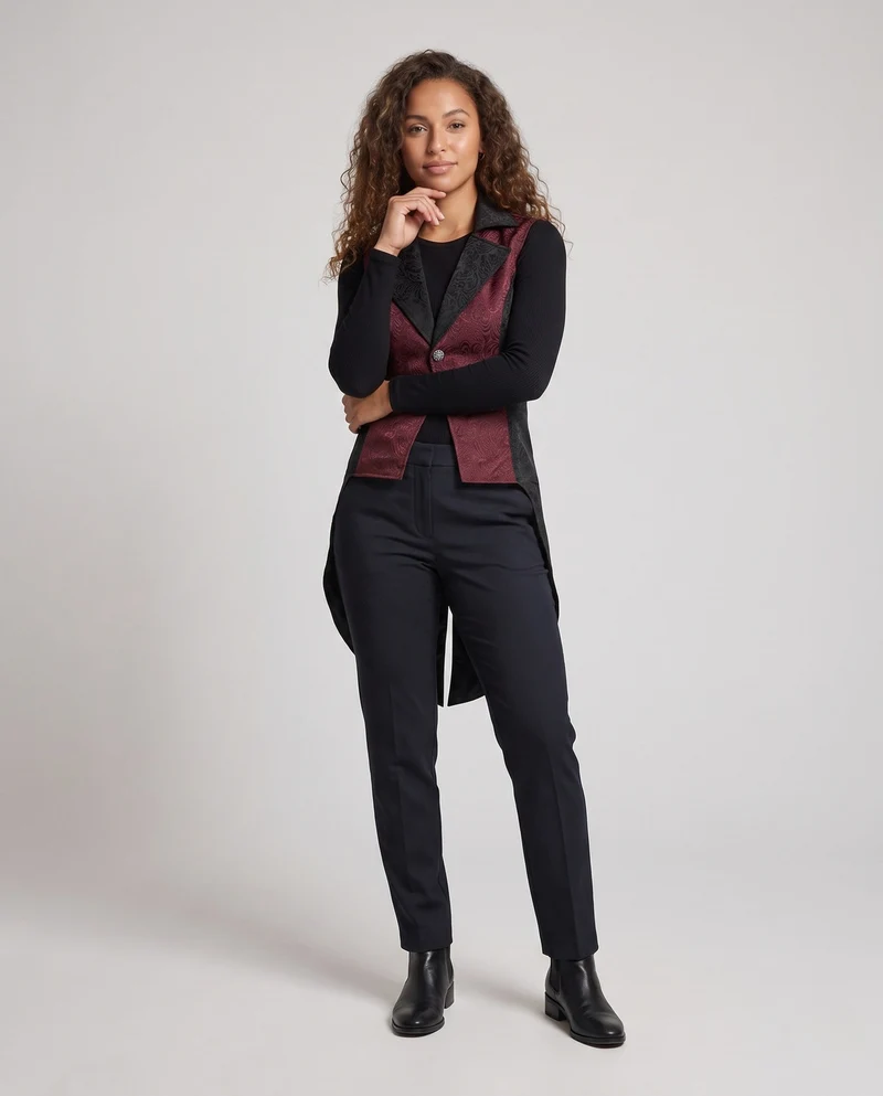 Damen elegante, taillierte Frack mit Floral Muster und asymmetrischem Saum Drune