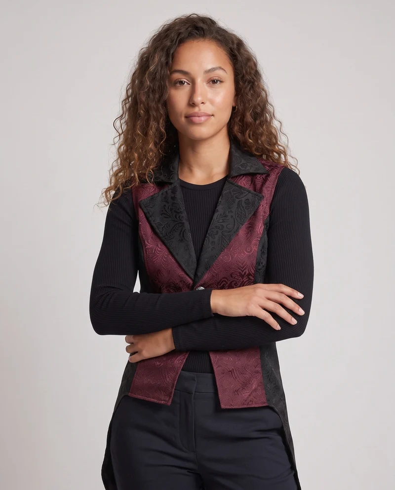 Damen elegante, taillierte Frack mit Floral Muster und asymmetrischem Saum Drune