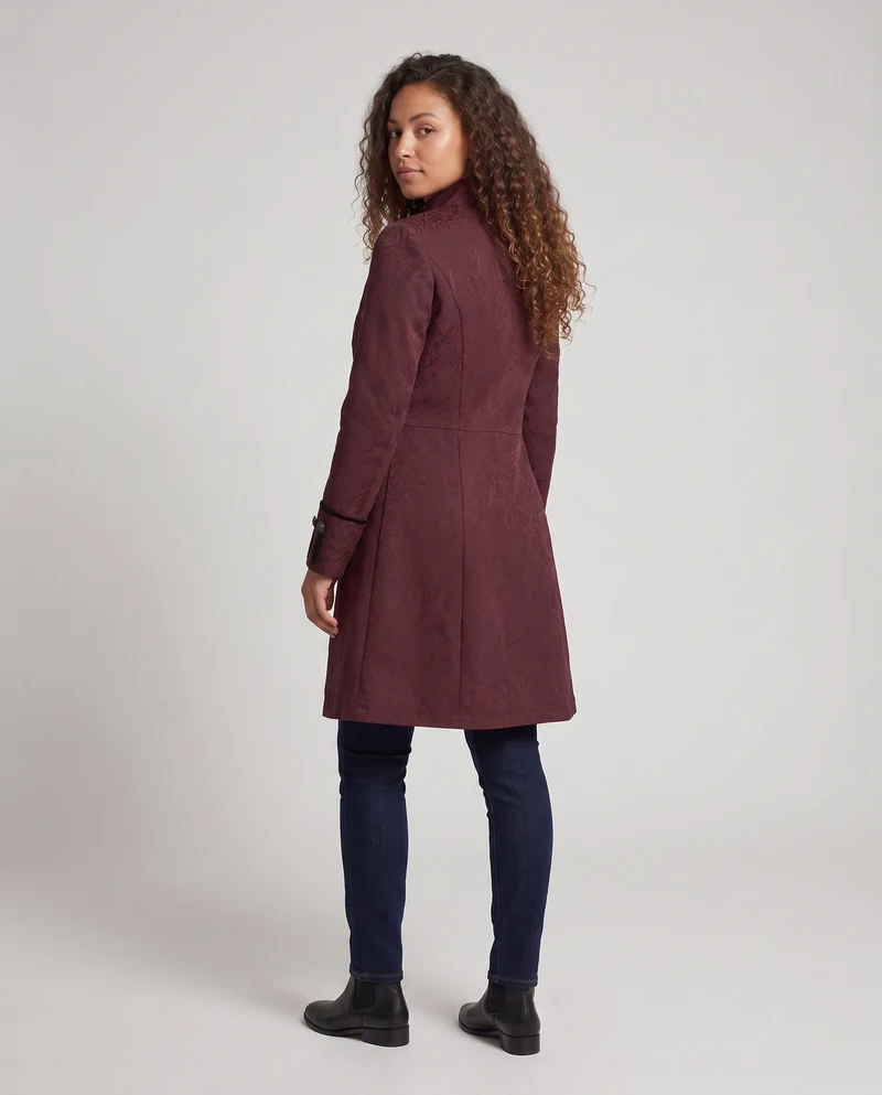 Damen eleganter maßgeschneiderter gesteppter Mantel mit komplexem Muster Drune