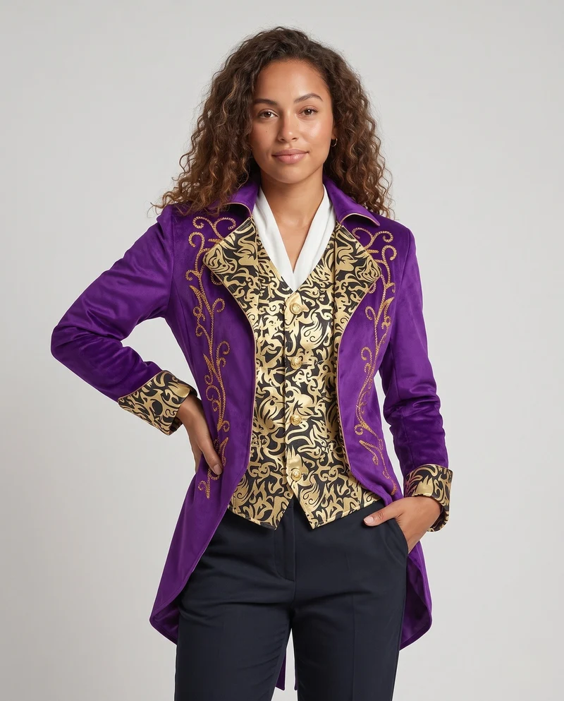 Damen eleganter traditioneller Mantel mit aufwendigen Verzierungen Drune