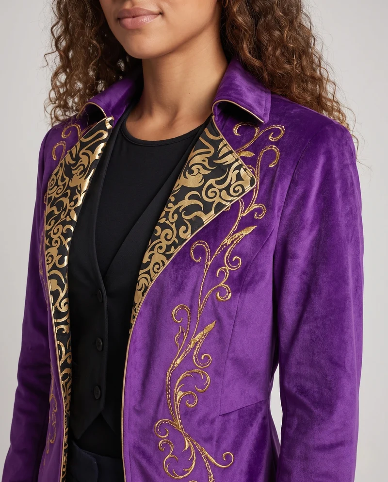 Damen eleganter traditioneller Mantel mit aufwendigen Verzierungen Drune