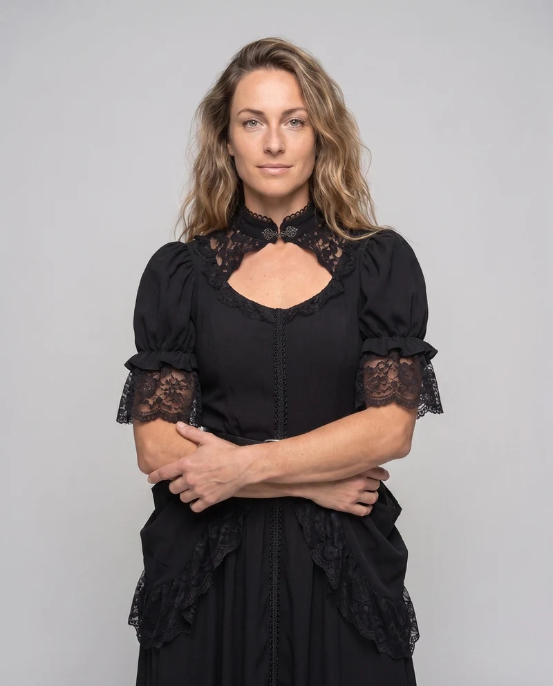 Damen elegante Ballkleid mit Spitzenverzierungen und fließendem Rock Drune