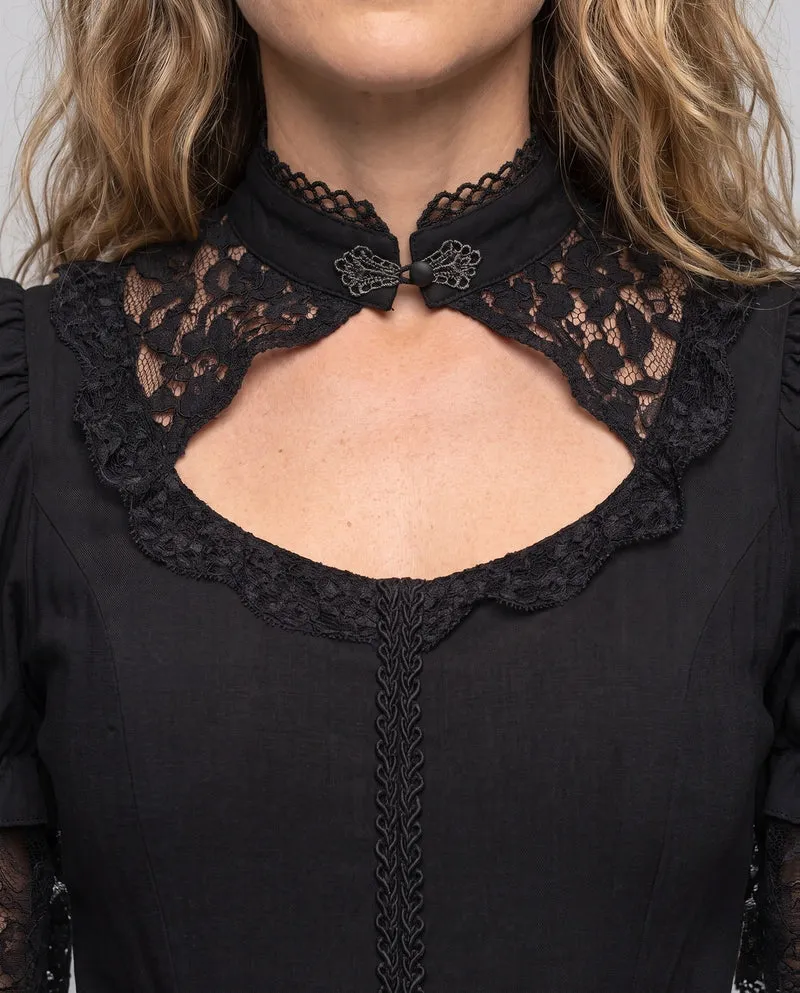 Damen elegante Ballkleid mit Spitzenverzierungen und fließendem Rock Drune