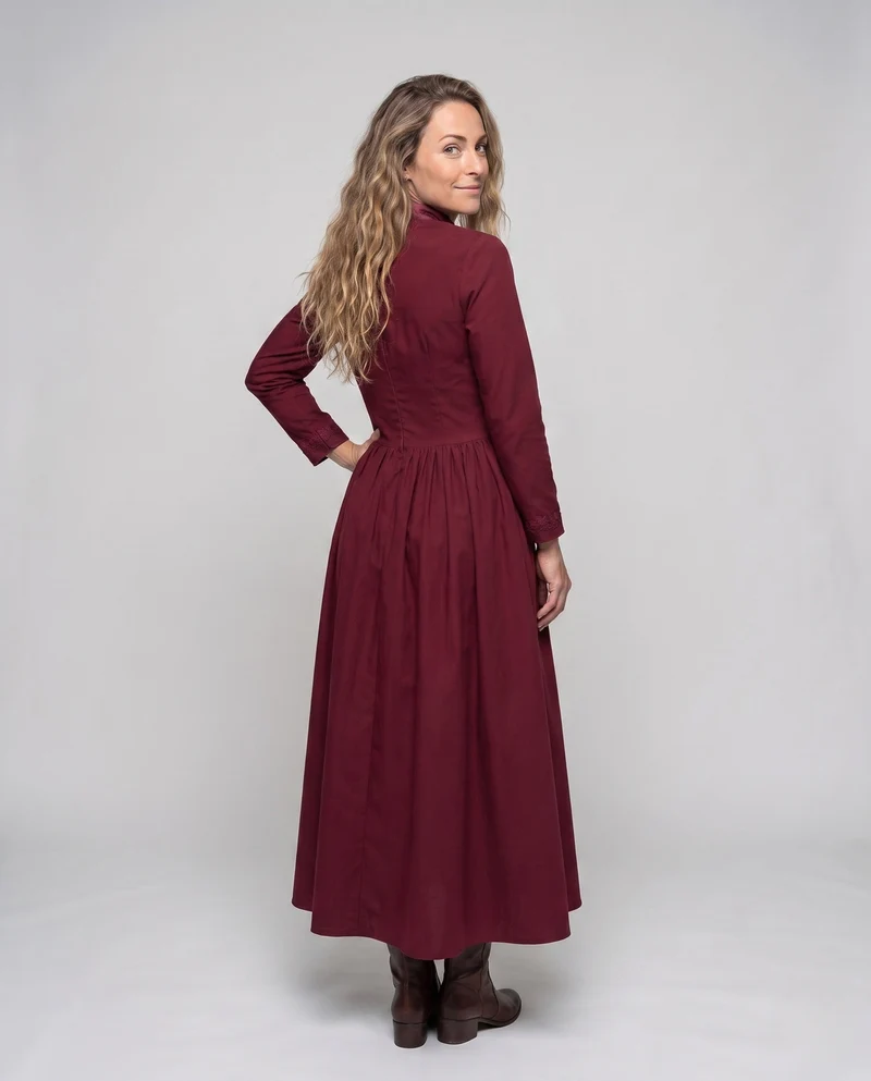 Frauen Elegante Maxi Kleid mit Floral Spitze Verzierungen und Maßgeschneidert Schnitt Drune