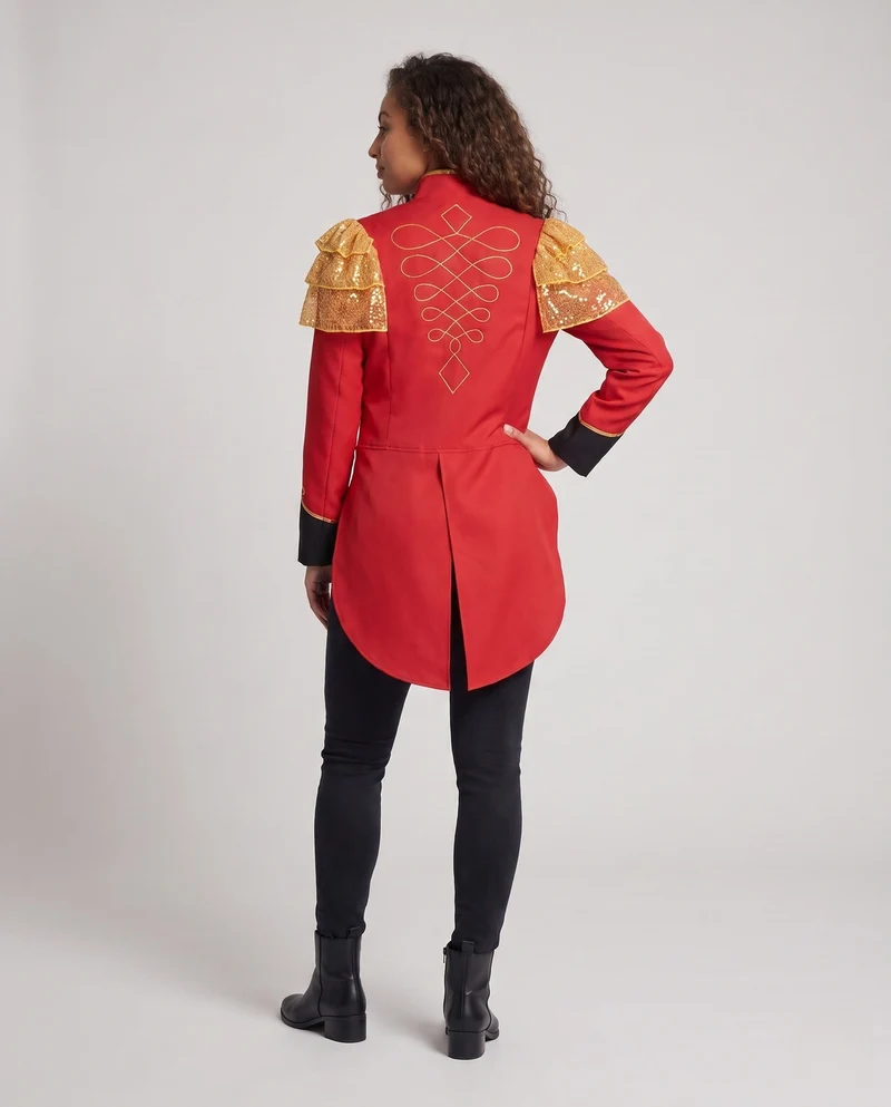 Frauen festliches Kostümjacke mit glitzernden Akzenten und aufwendig gestalteter Knopfblende Drune