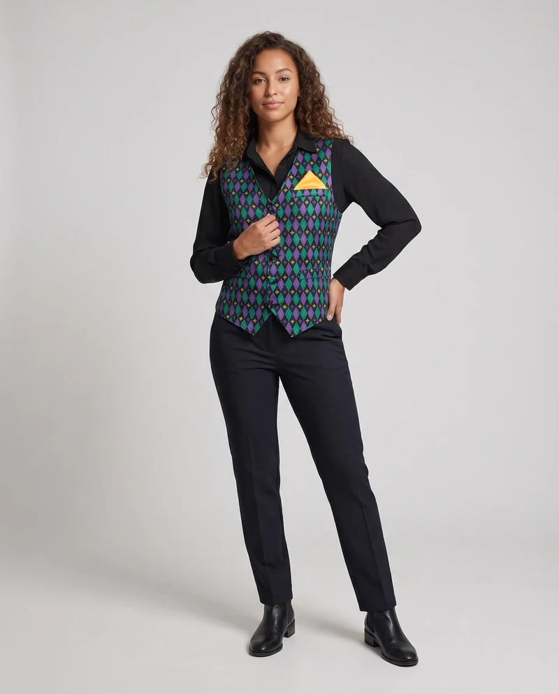 Damen festliches Weste mit elegantem Muster und passenden Accessoires Drune
