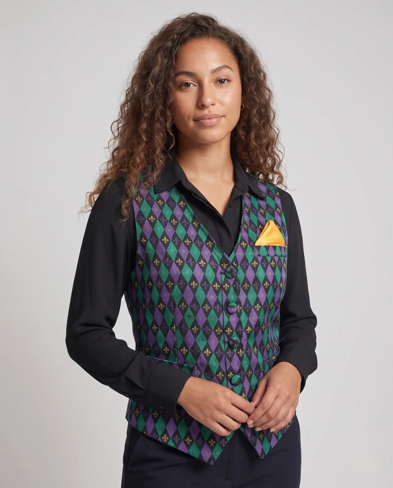 Damen festliches Weste mit elegantem Muster und passenden Accessoires Drune