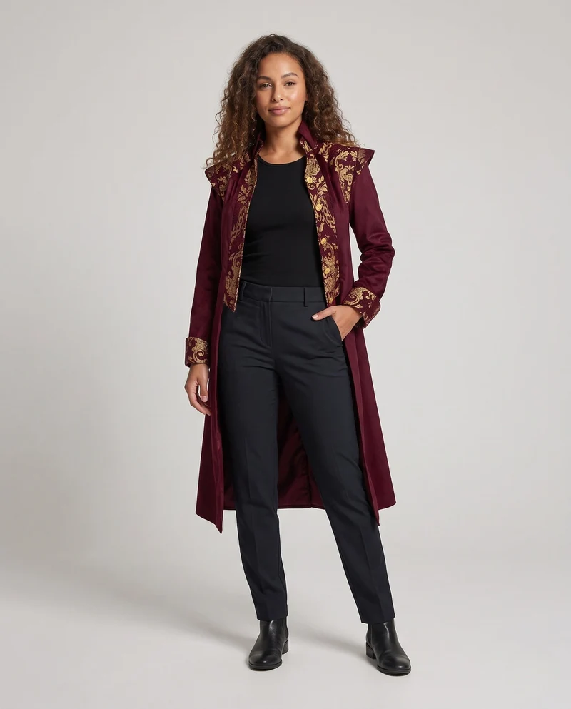 Damen Festkleid mit exquisiten Verzierungen und eleganten Hosen Drune
